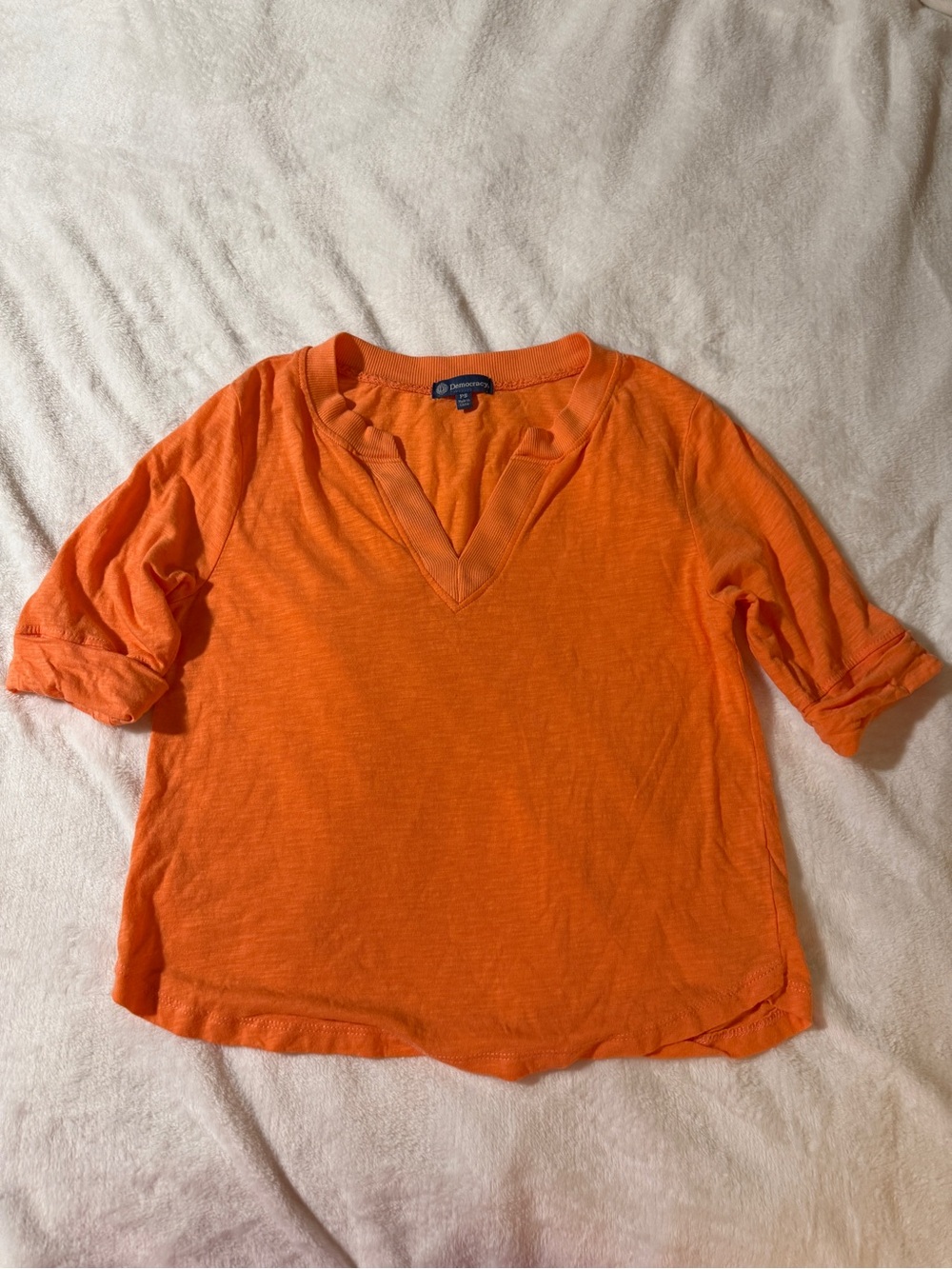 Democracy Orange V-Neck Women's Top-S